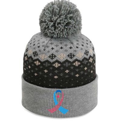 Diabetes Awareness Ribbon With Blood Drop Design The Baniff Cuffed Pom Beanie