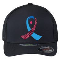 Diabetes Awareness Ribbon With Blood Drop Design Flexfit Unipanel Trucker Cap