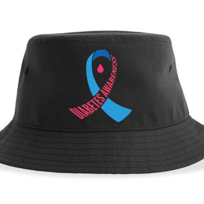 Diabetes Awareness Ribbon With Blood Drop Design Sustainable Bucket Hat