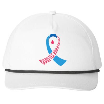 Diabetes Awareness Ribbon With Blood Drop Design Snapback Five-Panel Rope Hat