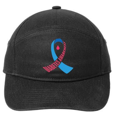 Diabetes Awareness Ribbon With Blood Drop Design 7-Panel Snapback Hat