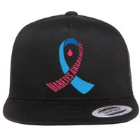 Diabetes Awareness Ribbon With Blood Drop Design Flat Bill Trucker Hat