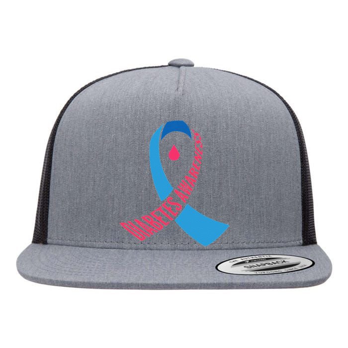 Diabetes Awareness Ribbon With Blood Drop Design Flat Bill Trucker Hat