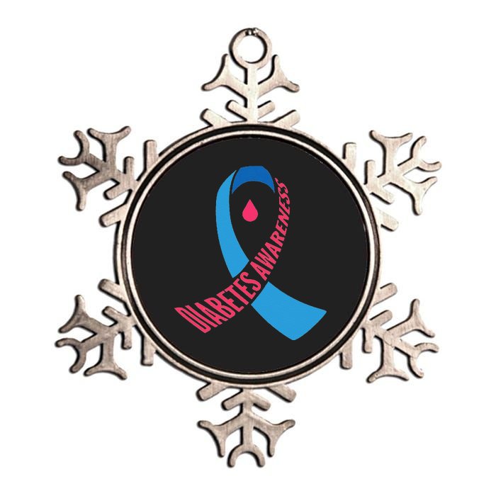 Diabetes Awareness Ribbon With Blood Drop Design Metallic Star Ornament