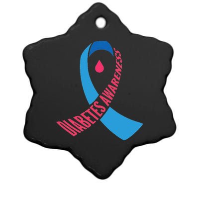 Diabetes Awareness Ribbon With Blood Drop Design Ceramic Star Ornament