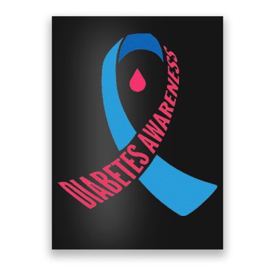 Diabetes Awareness Ribbon With Blood Drop Design Poster