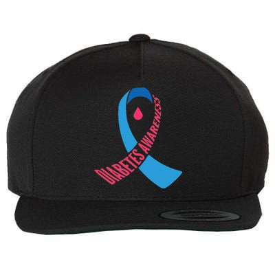 Diabetes Awareness Ribbon With Blood Drop Design Wool Snapback Cap