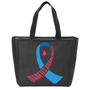 Diabetes Awareness Ribbon With Blood Drop Design Zip Tote Bag