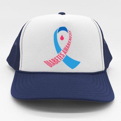 Diabetes Awareness Ribbon With Blood Drop Design Trucker Hat