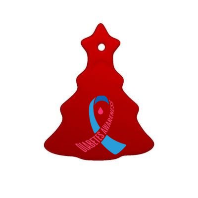 Diabetes Awareness Ribbon With Blood Drop Design Ceramic Tree Ornament