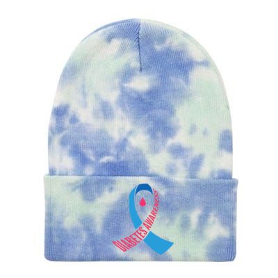 Diabetes Awareness Ribbon With Blood Drop Design Tie Dye 12in Knit Beanie