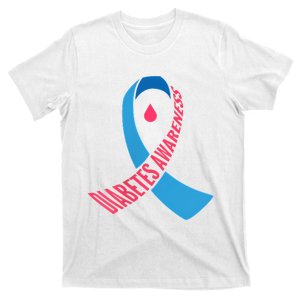 Diabetes Awareness Ribbon With Blood Drop Design T-Shirt