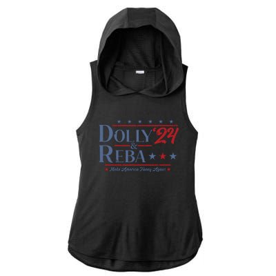 Dolly And Reba 2024 Make America Fancy Again Retro Vintage Ladies PosiCharge Tri-Blend Wicking Draft Hoodie Tank