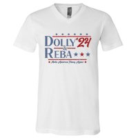 Dolly And Reba 2024 Make America Fancy Again Retro Vintage V-Neck T-Shirt