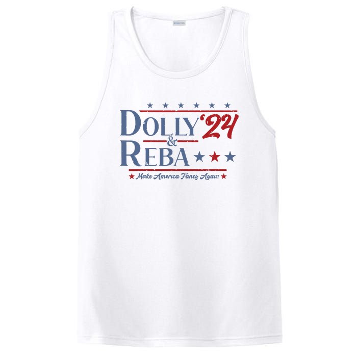 Dolly And Reba 2024 Make America Fancy Again Retro Vintage PosiCharge Competitor Tank