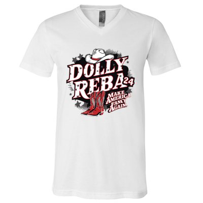 Dolly And Reba 2024 Make America Fancy Again V-Neck T-Shirt