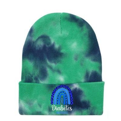 Diabetes Awareness Rainbow Blue Ribbon Fight T1 T2 Diabetes Tie Dye 12in Knit Beanie