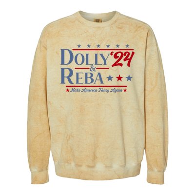 Dolly And Reba 2024 Make America Fancy Again Retro Vintage Colorblast Crewneck Sweatshirt