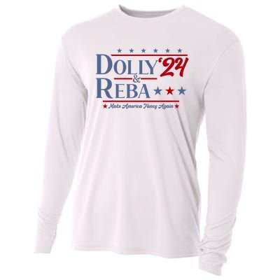 Dolly And Reba 2024 Make America Fancy Again Retro Vintage Cooling Performance Long Sleeve Crew