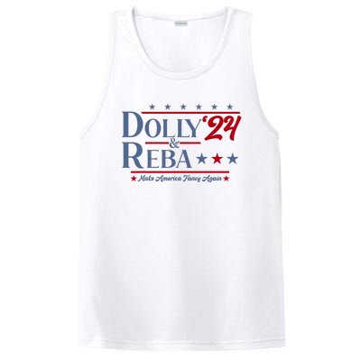 Dolly And Reba 2024 Make America Fancy Again Retro Vintage PosiCharge Competitor Tank