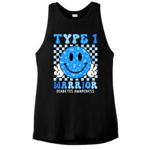 Diabetes Awareness Ribbon T1d Warrior Support Squad Ladies PosiCharge Tri-Blend Wicking Tank