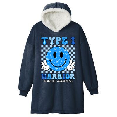 Diabetes Awareness Ribbon T1d Warrior Support Squad Hooded Wearable Blanket