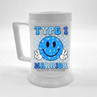 Diabetes Awareness Ribbon T1d Warrior Support Squad Beer Stein