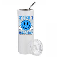 Diabetes Awareness Ribbon T1d Warrior Support Squad Stainless Steel Tumbler