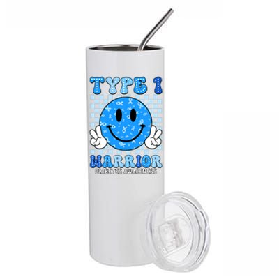 Diabetes Awareness Ribbon T1d Warrior Support Squad Stainless Steel Tumbler