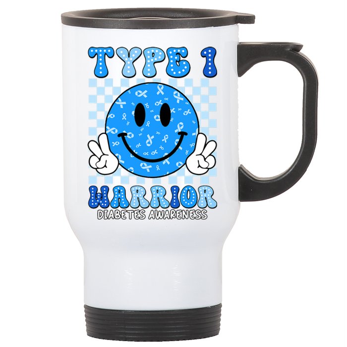 Diabetes Awareness Ribbon T1d Warrior Support Squad Stainless Steel Travel Mug