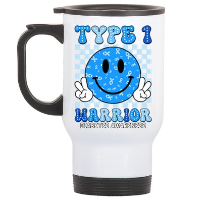 Diabetes Awareness Ribbon T1d Warrior Support Squad Stainless Steel Travel Mug