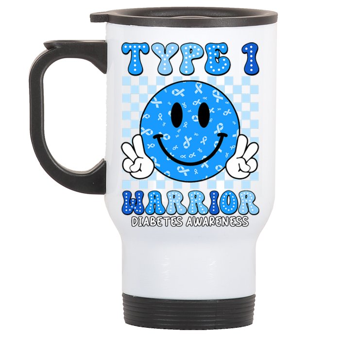 Diabetes Awareness Ribbon T1d Warrior Support Squad Stainless Steel Travel Mug