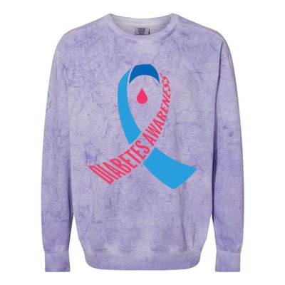 Diabetes Awareness Ribbon With Blood Drop Design Colorblast Crewneck Sweatshirt