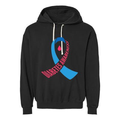 Diabetes Awareness Ribbon With Blood Drop Design Garment-Dyed Fleece Hoodie