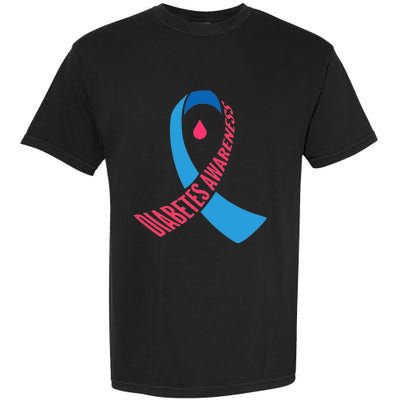 Diabetes Awareness Ribbon With Blood Drop Design Garment-Dyed Heavyweight T-Shirt