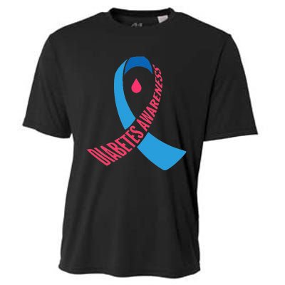 Diabetes Awareness Ribbon With Blood Drop Design Cooling Performance Crew T-Shirt