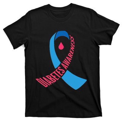 Diabetes Awareness Ribbon With Blood Drop Design T-Shirt