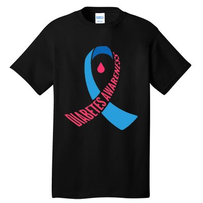 Diabetes Awareness Ribbon With Blood Drop Design Tall T-Shirt