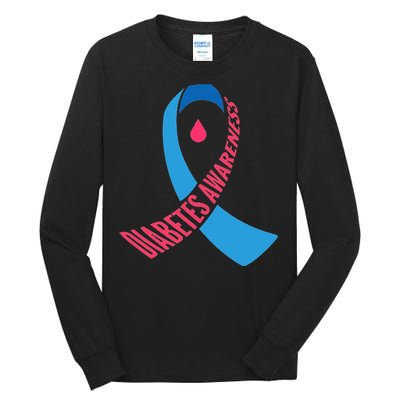 Diabetes Awareness Ribbon With Blood Drop Design Tall Long Sleeve T-Shirt