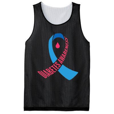 Diabetes Awareness Ribbon With Blood Drop Design Mesh Reversible Basketball Jersey Tank