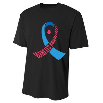 Diabetes Awareness Ribbon With Blood Drop Design Performance Sprint T-Shirt