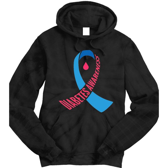 Diabetes Awareness Ribbon With Blood Drop Design Tie Dye Hoodie