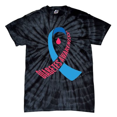 Diabetes Awareness Ribbon With Blood Drop Design Tie-Dye T-Shirt