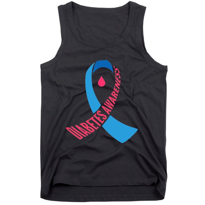 Diabetes Awareness Ribbon With Blood Drop Design Tank Top