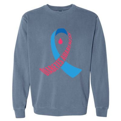 Diabetes Awareness Ribbon With Blood Drop Design Garment-Dyed Sweatshirt