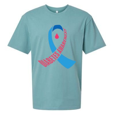 Diabetes Awareness Ribbon With Blood Drop Design Sueded Cloud Jersey T-Shirt