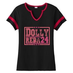 Dolly And Reba For President Pink 2024 Ladies Halftime Notch Neck Tee