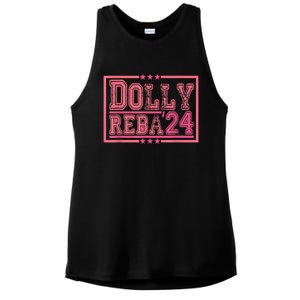 Dolly And Reba For President Pink 2024 Ladies PosiCharge Tri-Blend Wicking Tank