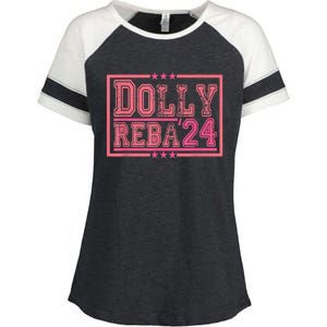 Dolly And Reba For President Pink 2024 Enza Ladies Jersey Colorblock Tee