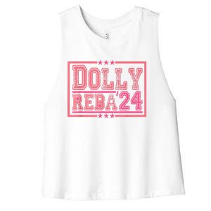 Dolly And Reba For President Pink 2024 Women's Racerback Cropped Tank